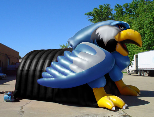 Inflatable eagle mascot tunnel